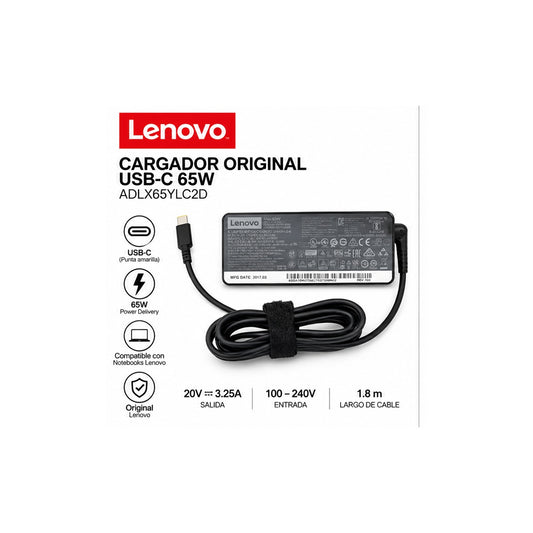 Cargador Lenovo USB-C 65W para Notebook Nuevo, Open Box