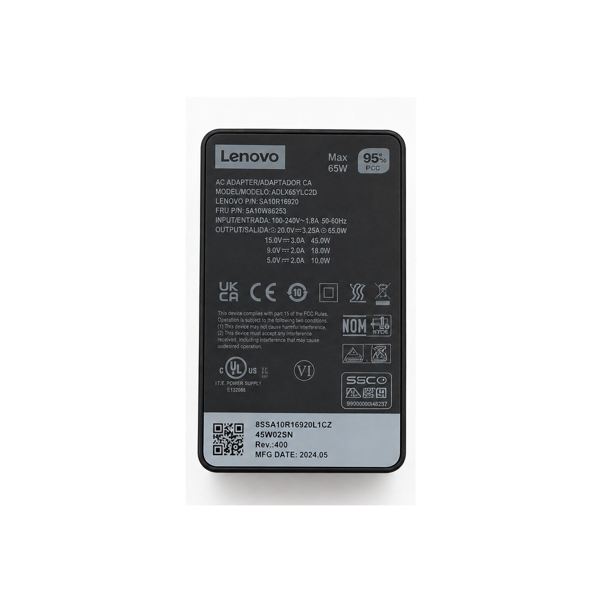 Cargador Lenovo USB-C 65W para Notebook